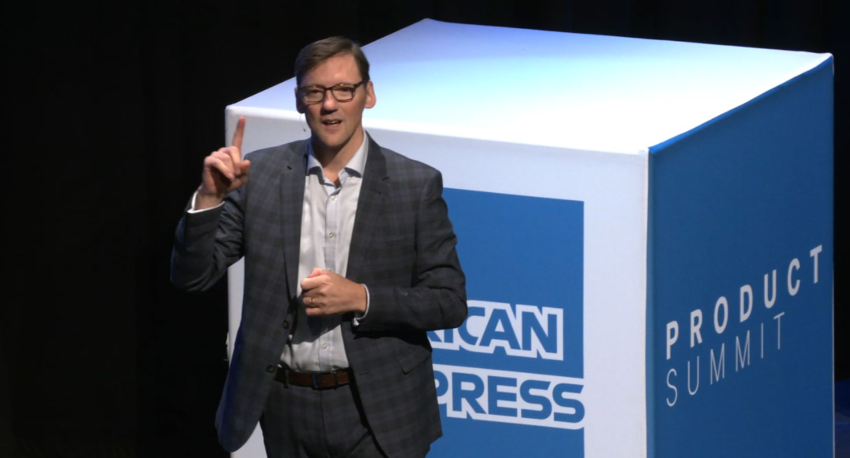 Justin McKeown at Amex delivering Keynote